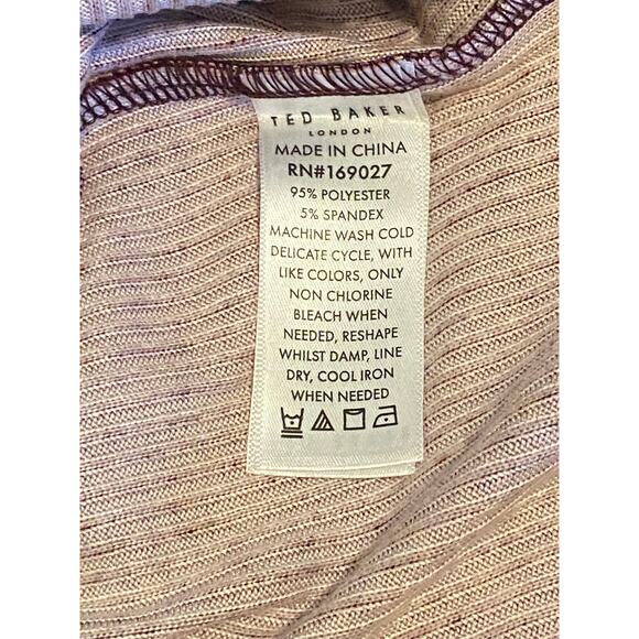 Ted Baker London T-Shirt Men's Large Ribbed Crew Neck Long Sl Maroon Heather NEW - Picture 10 of 11